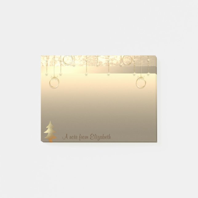 Elegant Gold Christmas Tree,Ornaments-Personalized Post-it Notes (Front)