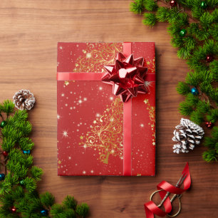 Elegant Gold Christmas Tree Pattern Wrapping Paper