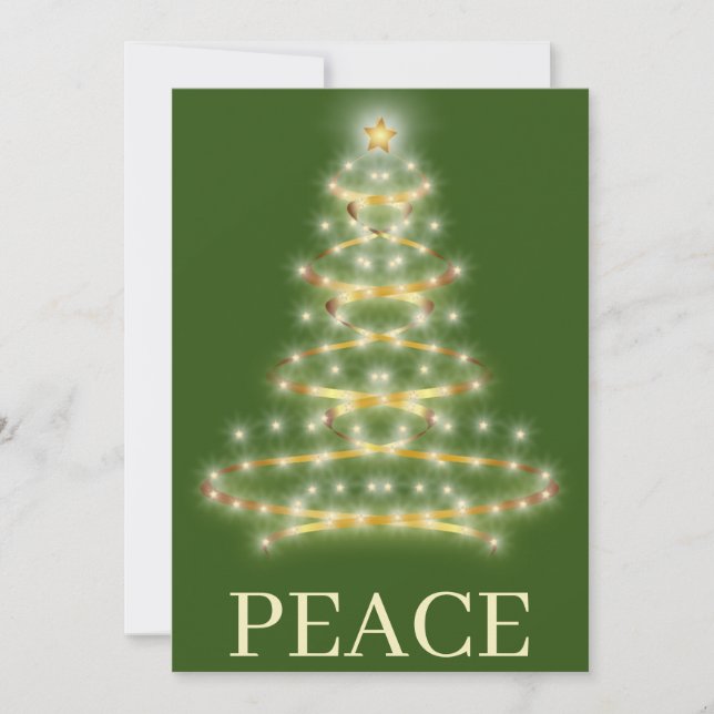 Elegant Gold Christmas Tree Peace Holiday (Front)
