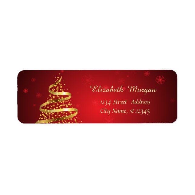 Elegant Gold Christmas Tree, Red Label (Front)