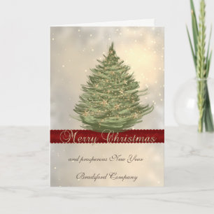 Elegant Gold Christmas Tree,Stars,Corporate  Holiday Card