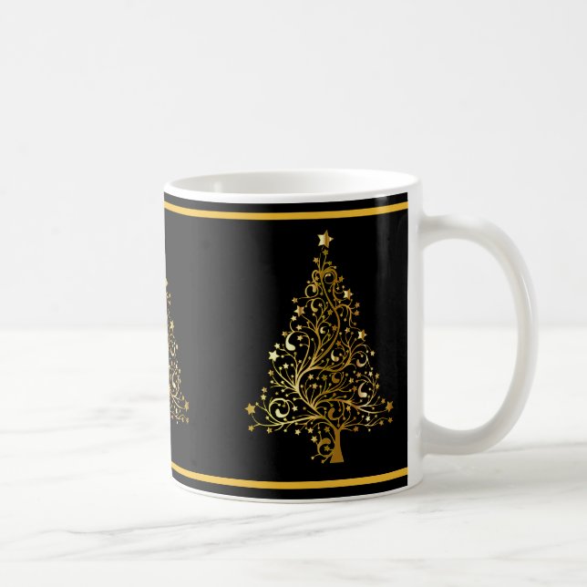 Elegant Gold Christmas Trees Coffee Mug (Right)