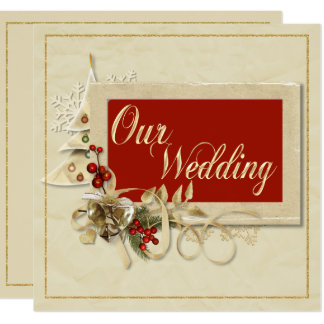 Elegant Gold Christmas Wedding Invitation