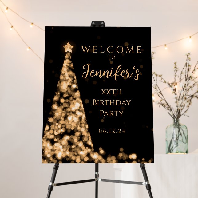 Elegant Gold Christmas Welcome Birthday Party Foam Board (In Situ (Stand))