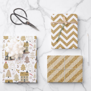 Elegant Gold Christmas Wrapping Paper Sheets