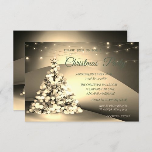 Elegant Gold ChristmasTree Company Christmas Party Invitation