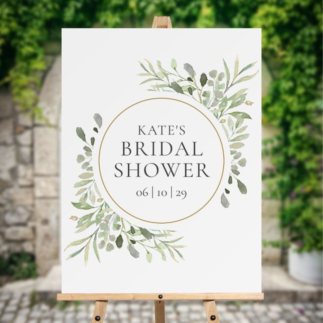 Elegant Gold Circle Greenery Bridal Shower Foam Board (Creator Uploaded)