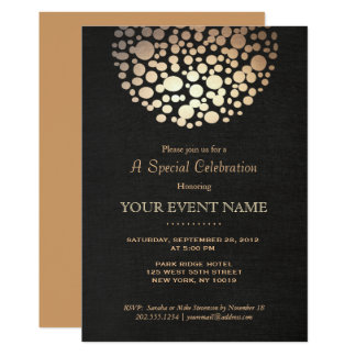 Elegant Gold Circle Sphere Black Linen Look Formal Card