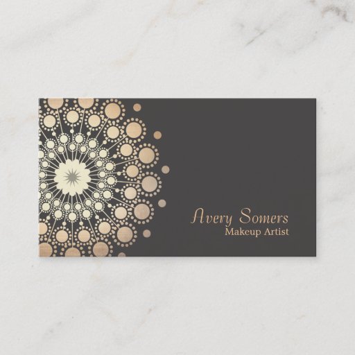 Customizable Elegant Gold Circles Makeup Artist Beauty Business Card Template
