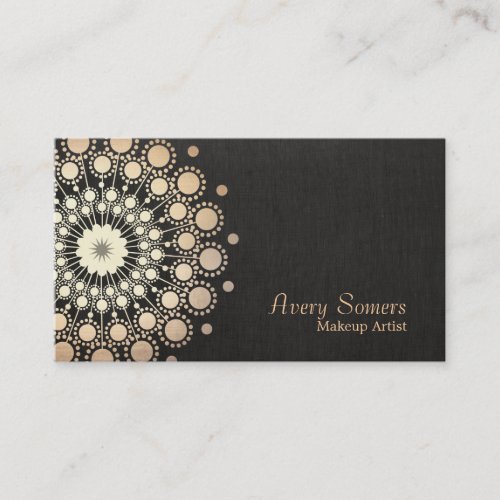 Elegant Gold Circles Makeup Artist Black Look Business Card Templates