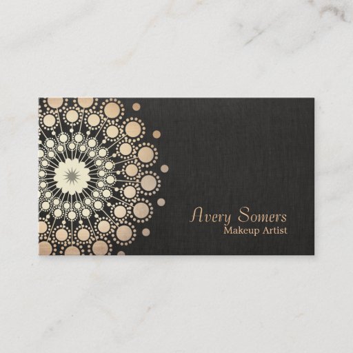 Customizable Elegant Gold Circles Makeup Artist Black Look Business Card Templates