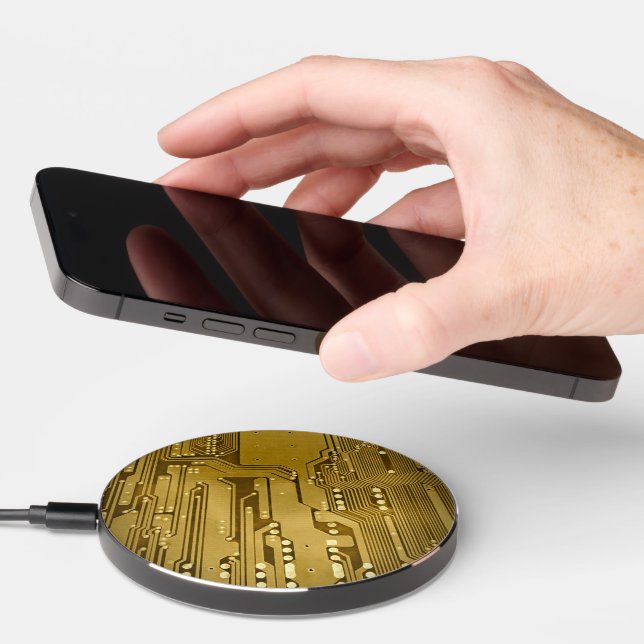 Elegant Gold Circuit Board Photo Wireless Charger (Hand)