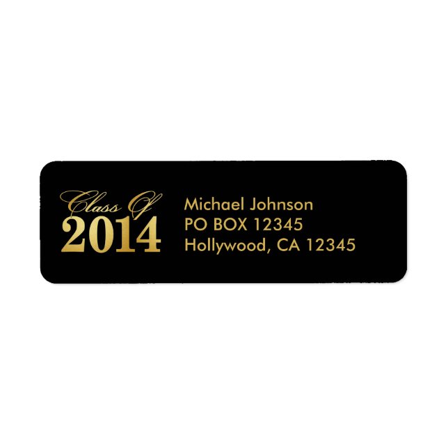 Elegant "Gold" Class of 2014 Graduation Label (Front)