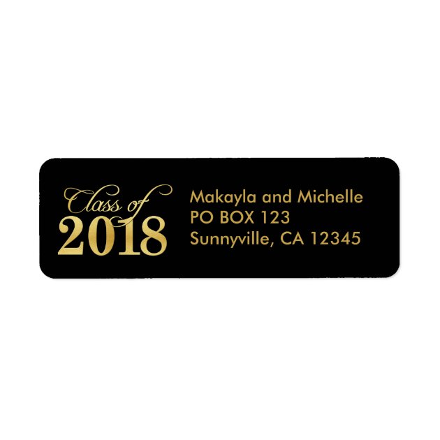 Elegant Gold Class Of 2018 Graduation Label