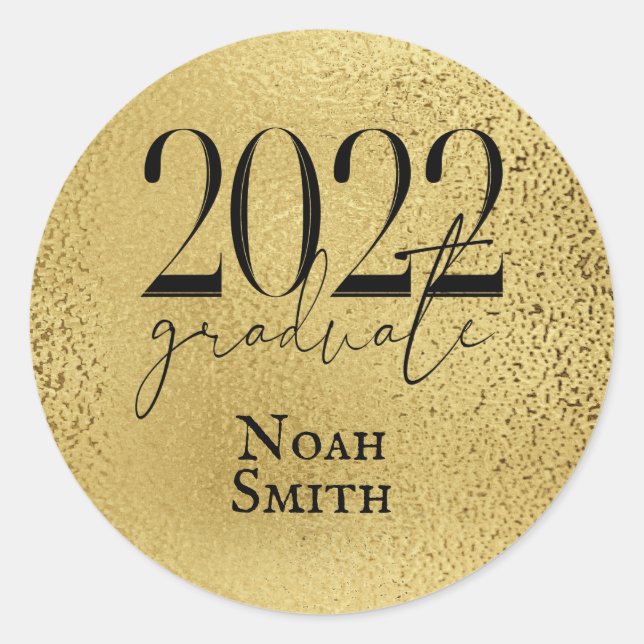 Elegant Gold Class of 2022 Graduation Classic Round Sticker (Front)