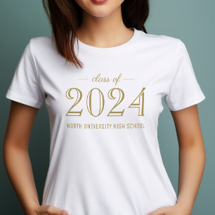 Elegant Gold Class of 2026 White School T-Shirt