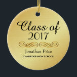 Elegant Gold Class of Graduation Christmas Ceramic Ornament<br><div class="desc">Ornament begins with Class of and then the year. A gold flourish makes an elegant statement and then the graduate's name and their high school or college.</div>