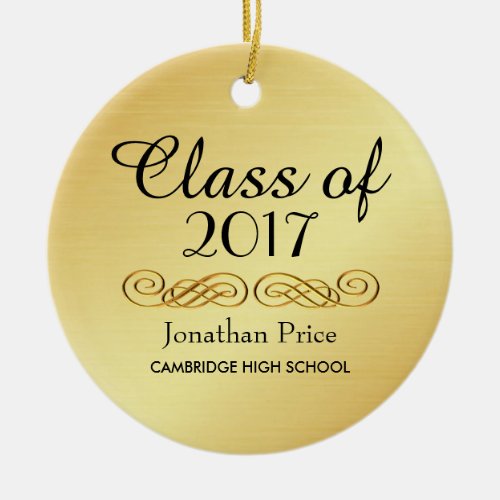 Elegant Gold Class of Graduation Christmas Ceramic Ornament