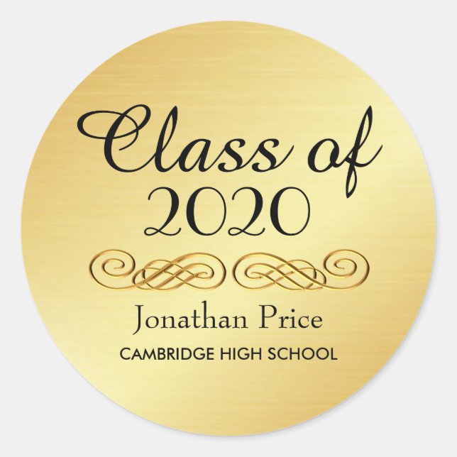 Elegant Gold Class of Graduation Envelope Seals (Front)
