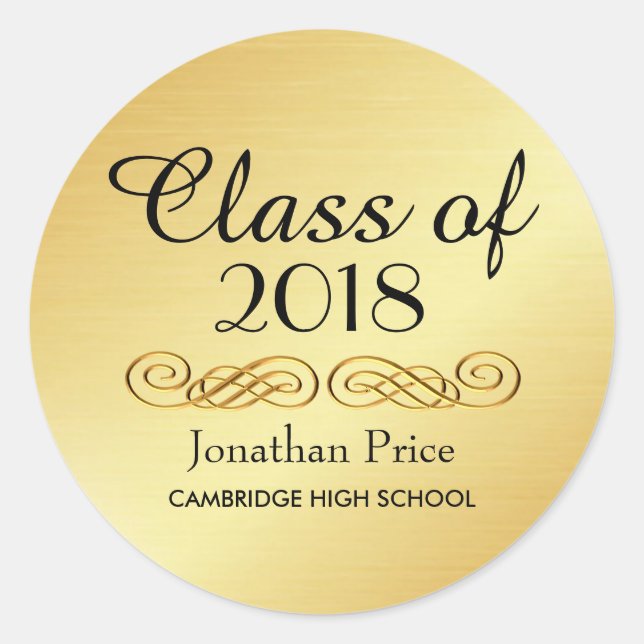 Elegant Gold Class of Graduation Envelope Seals (Front)