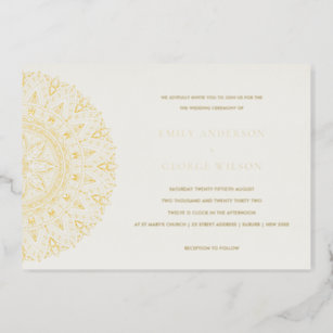 Elegant Gold Classic Ornate Mandala Wedding Invite