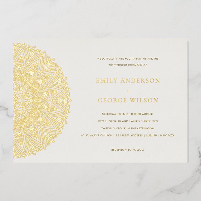 Elegant Gold Classic Ornate Mandala Wedding Invite (Front)
