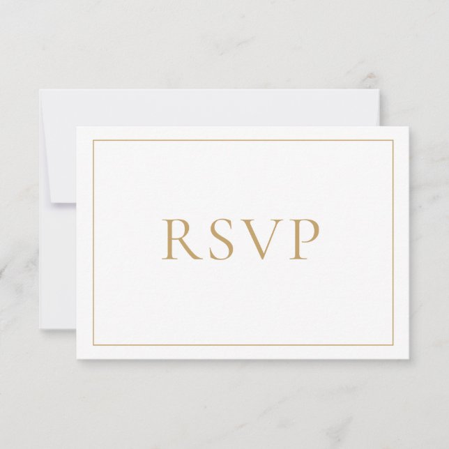 Elegant Gold Classic Script RSVP Card (Front)