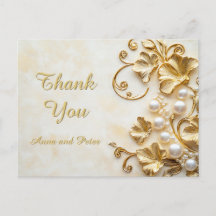 Elegant Gold Classic Trendy Floral Thank You