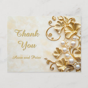 Elegant Gold Classic Trendy Floral Thank You Postcard
