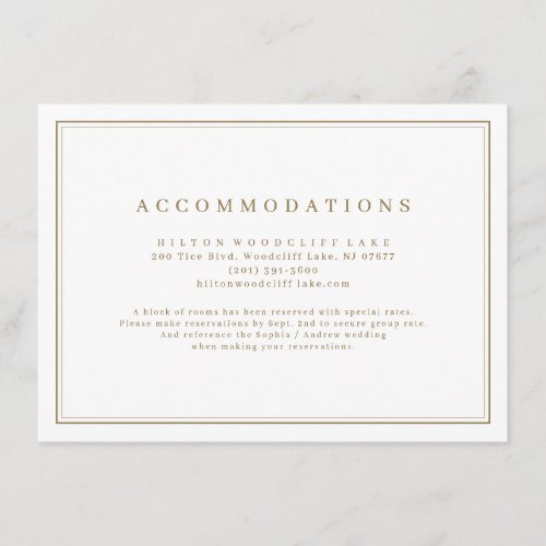 Elegant gold classy minimalist accommodations enclosure card