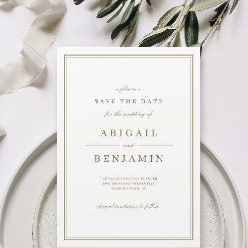 Elegant gold classy minimalist save the date
