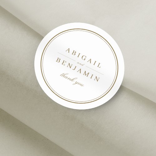 Elegant gold classy minimalist wedding favor classic round sticker