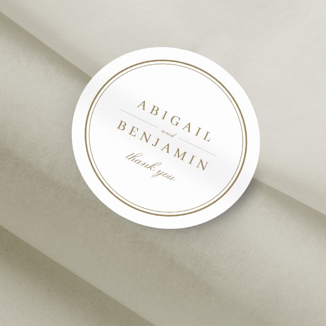 Elegant gold classy minimalist wedding favor classic round sticker (Elegant gold classy minimalist wedding favor classic round sticker)