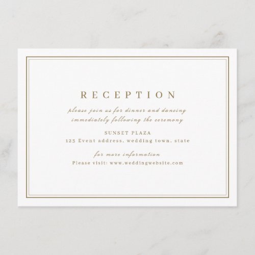 Elegant gold classy minimalist wedding reception enclosure card