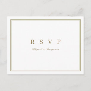 Elegant gold classy minimalist wedding RSVP Invitation Postcard