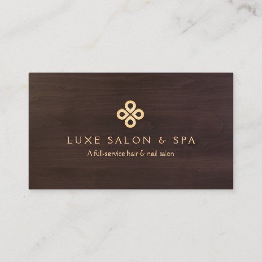 Customizable ELEGANT GOLD CLOVER LOGO for Salon, Spa Business Card