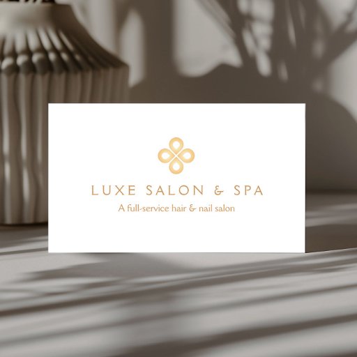 Customizable ELEGANT GOLD CLOVER LOGO on WHITE for Salon, Spa Business Card Templates