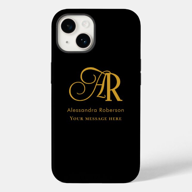 Elegant gold color monogram & name Case-Mate iPhone case (Back)