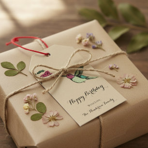 Elegant Gold Colorful Hummingbird Birthday Gift Tags