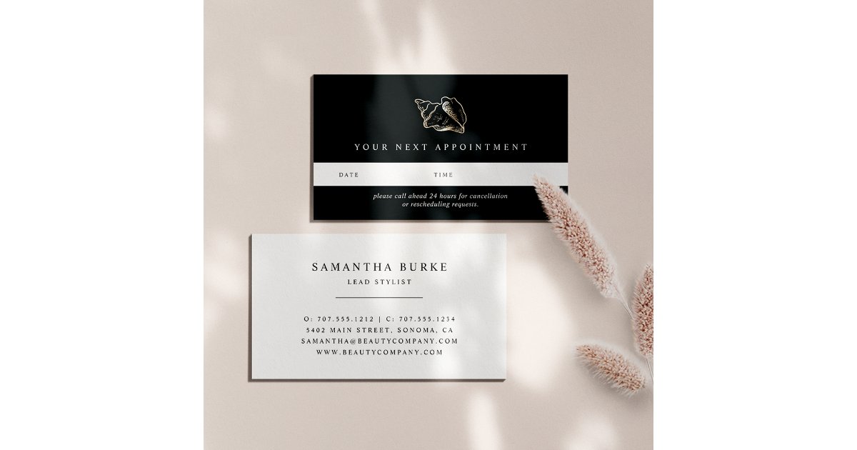 Elegant Gold Conch Shell Appointment Card | Zazzle