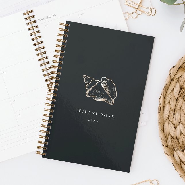 Elegant Gold Conch Shell Personalized Planner (Creator Uploaded)