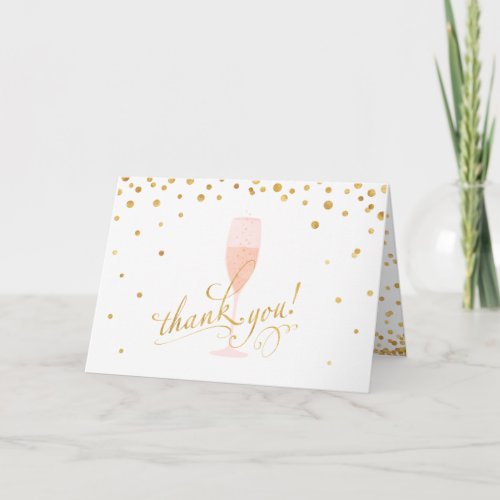Elegant Gold Confetti and Champagne Thank You Card
