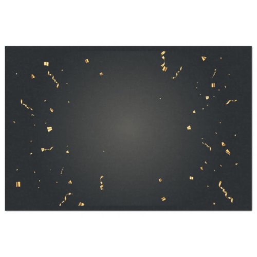 Elegant Gold Confetti Black Tissue Paper