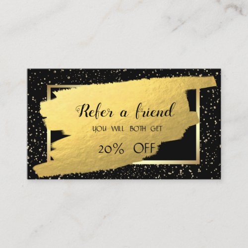 Elegant Gold ConfettiBrush Stroke Referral Card