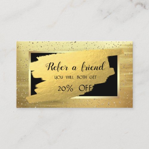 Elegant Gold ConfettiBrush Stroke Referral Card