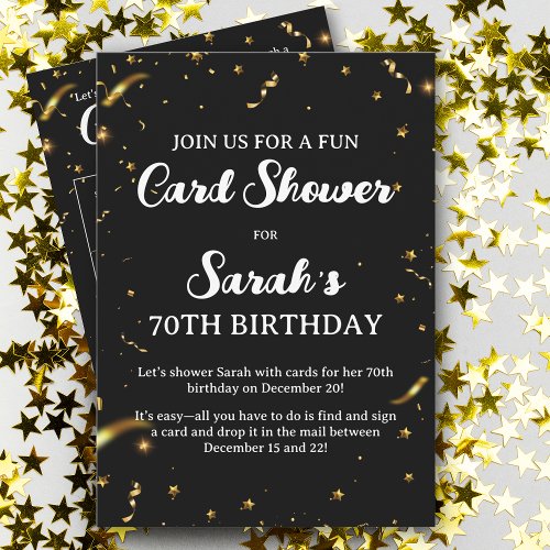 Elegant Gold Confetti Card Shower by Mail
