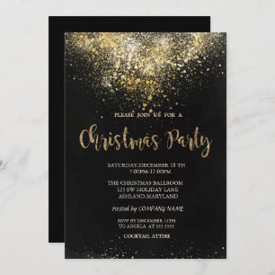 Elegant Gold Confetti Company Christmas Party Invitation