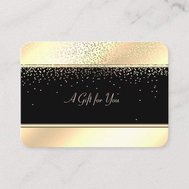 Elegant Gold Confetti Discount Card (Front)