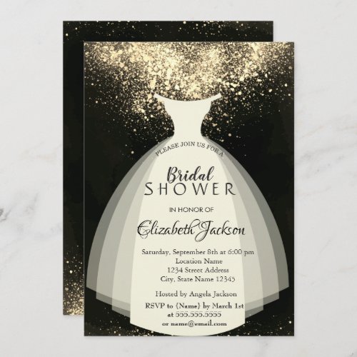 Elegant Gold Confetti Dress Bridal Shower Invitation