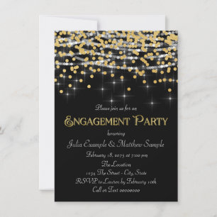 Elegant Gold Confetti Engagement Party Invitation